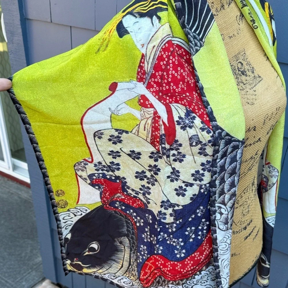 Elegant Multicolor Artistic Scarf Cocoon House Silk washable ethnic